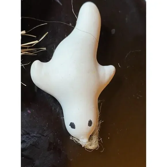 Vintage Folk Art Primitive Hand Made Paper Mache Halloween 3 Set Ornaments - Picture 8 of 9